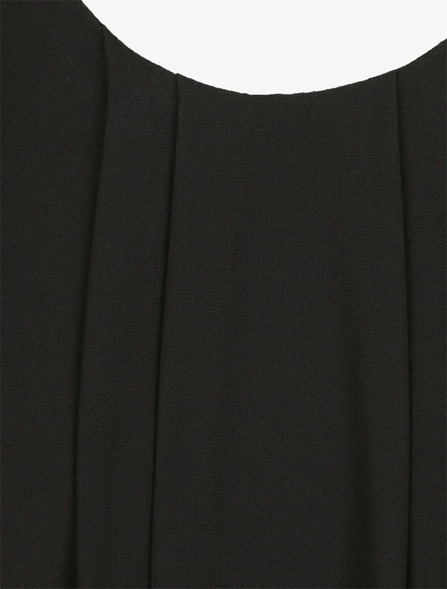 Rechte midi-jurk met kanten rug - Zwart - Image 3