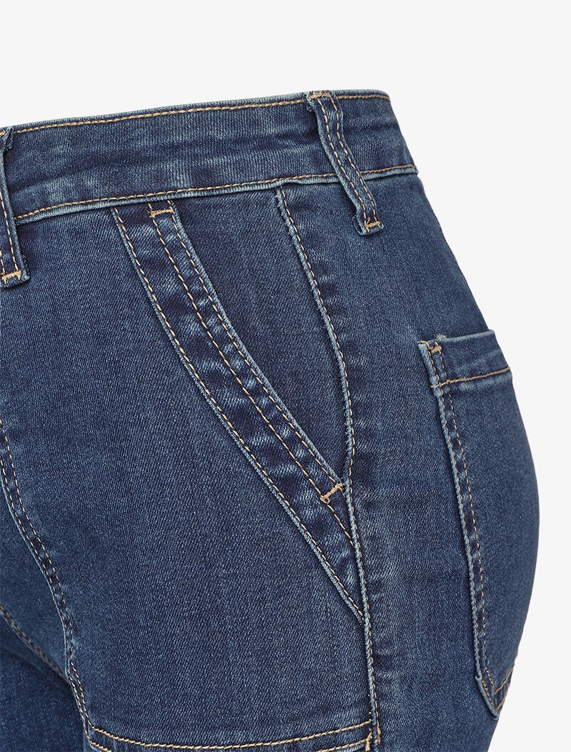 Rechte onbewerkte spijkerbroek met standaard maat - Blauw denim - Image 3
