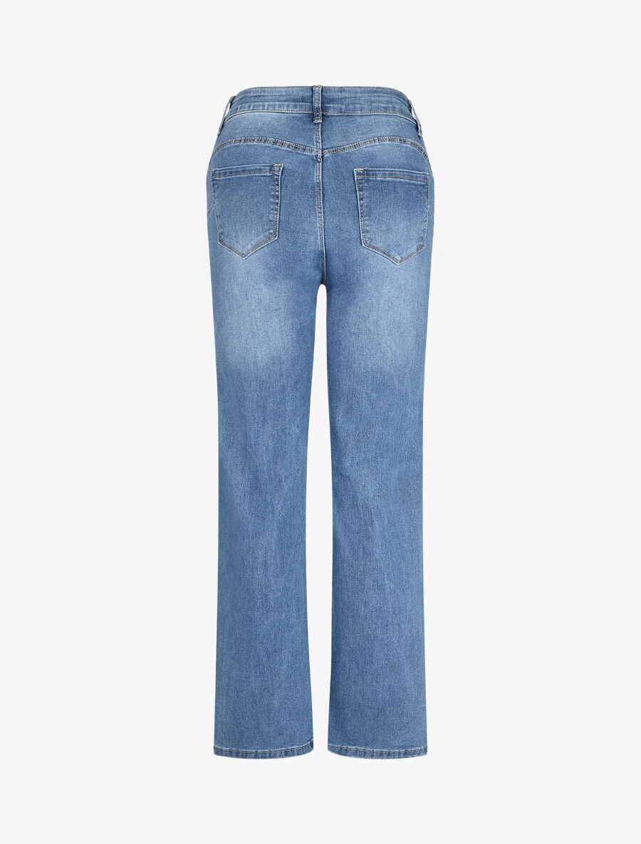 Rechte push-up jeans met knopen - blauw - Image 2