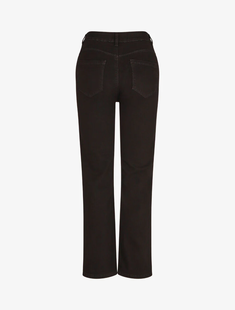 Rechte push-up jeans met knopen - Zwart - Image 2