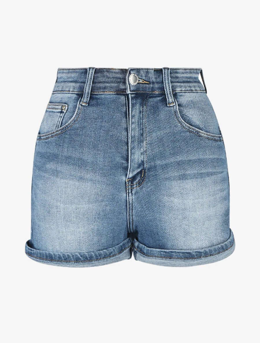 Rechte push up shorts - blauw