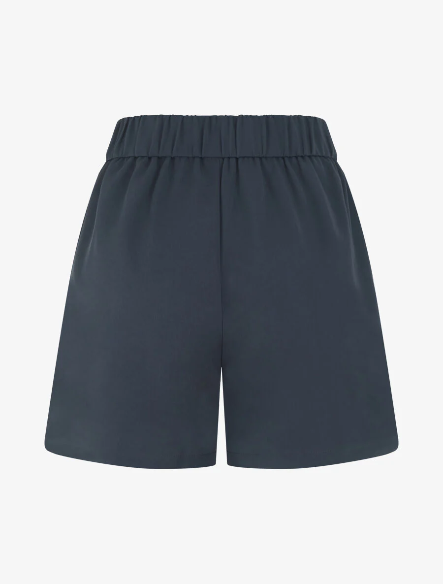 Rechte short met hoge taille en fantasiegesp - Marineblauw - Image 2