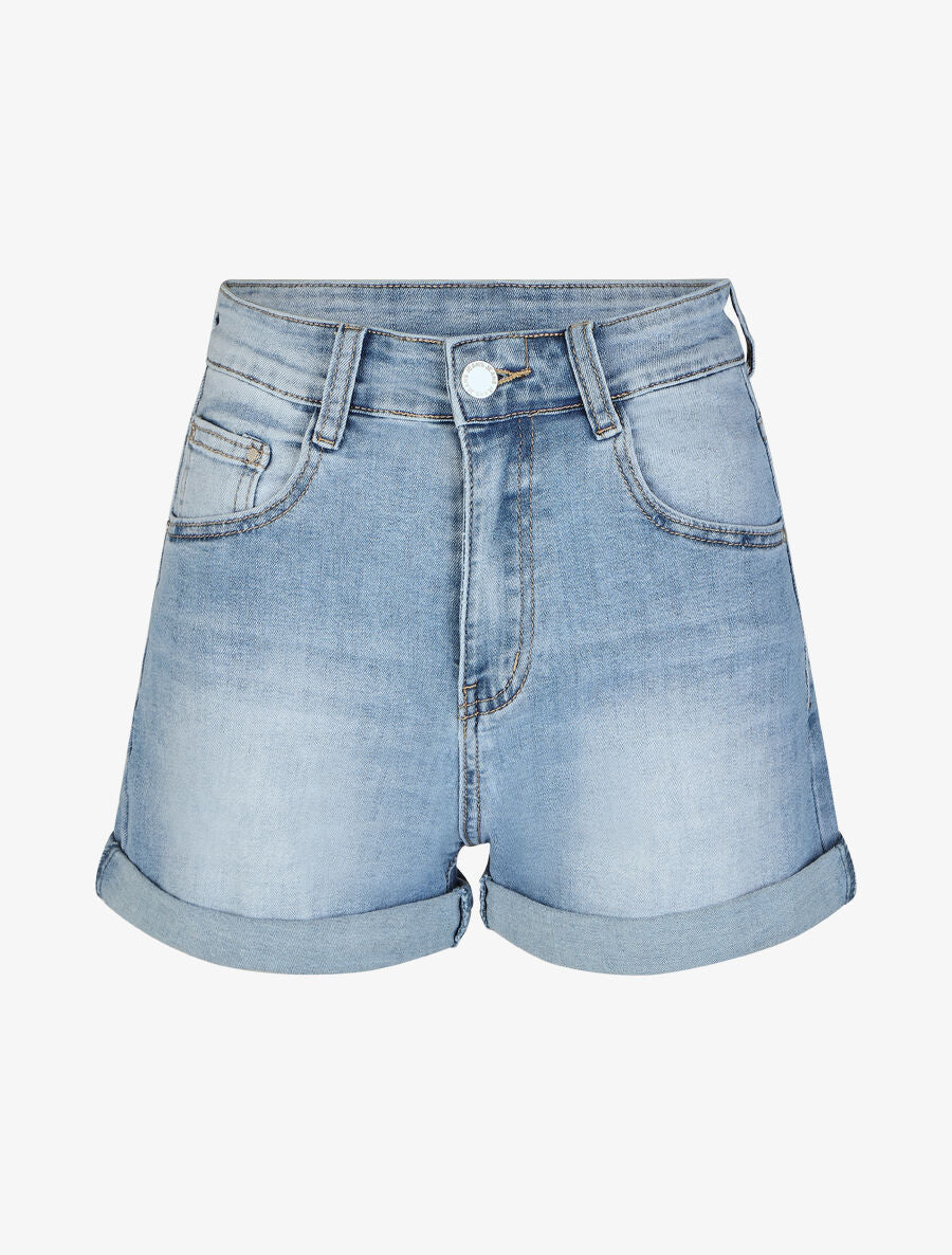 Rechte shorts met boorden - blauw