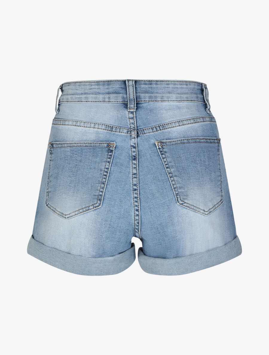 Rechte shorts met boorden - blauw - Image 2