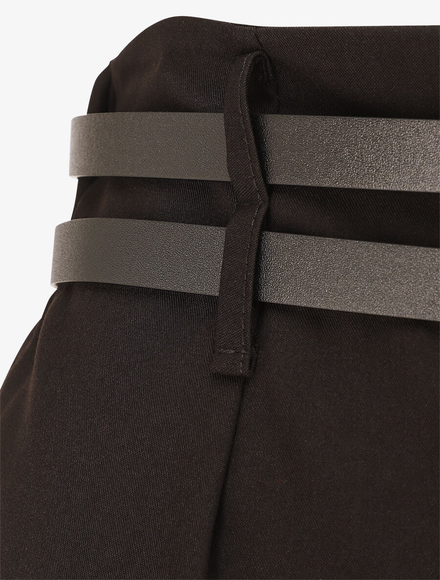 Rechte shorts met hoge taille en dubbele riemen - zwart - Image 3