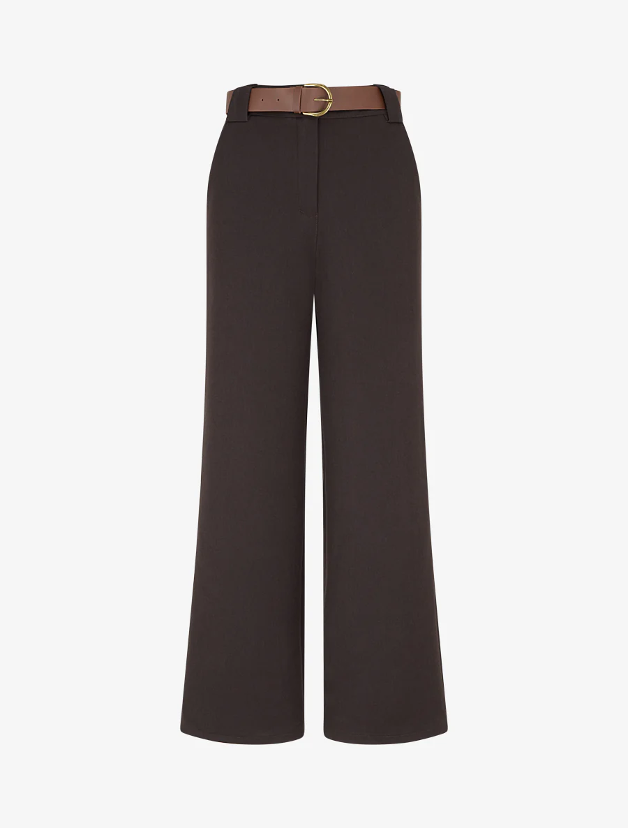 Rechte, soepelvallende, effen broek - Bruin