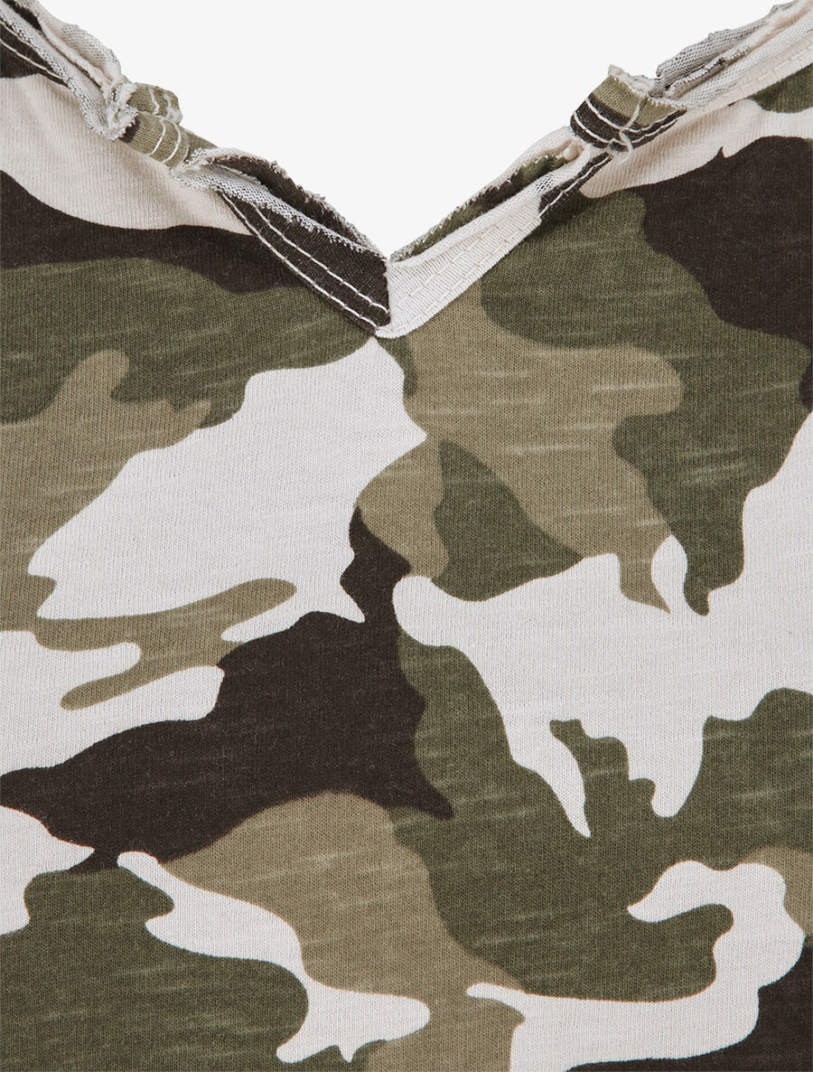 Recht T-shirt met ruitjesprint korte mouwen - Beige - Image 3