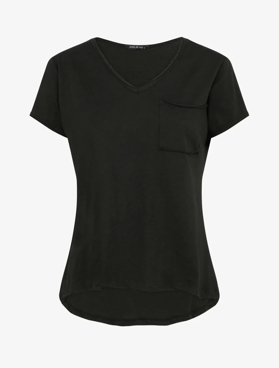 Recht effen T-shirt met korte mouwen - Zwart