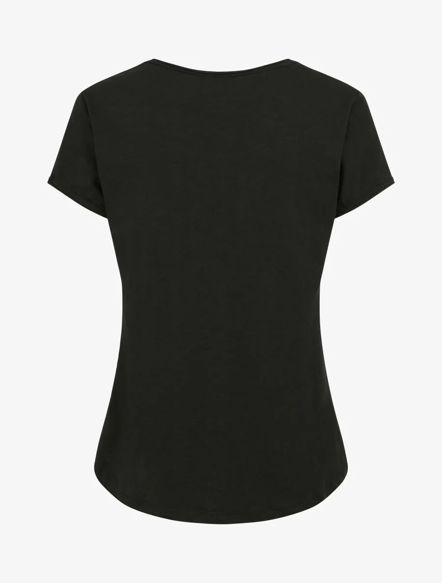Recht effen T-shirt met korte mouwen - Zwart - Image 2