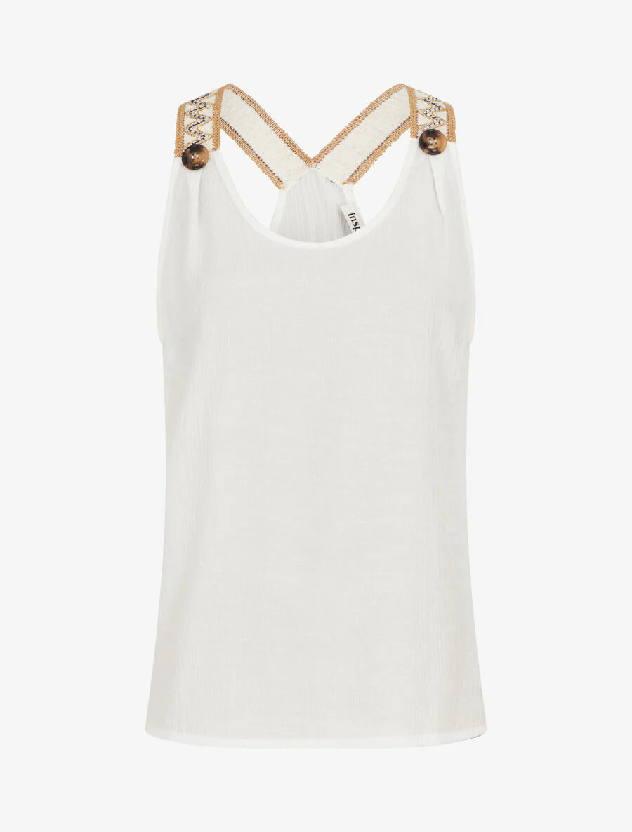 Rechte tanktop met iriserende bandjes - wit