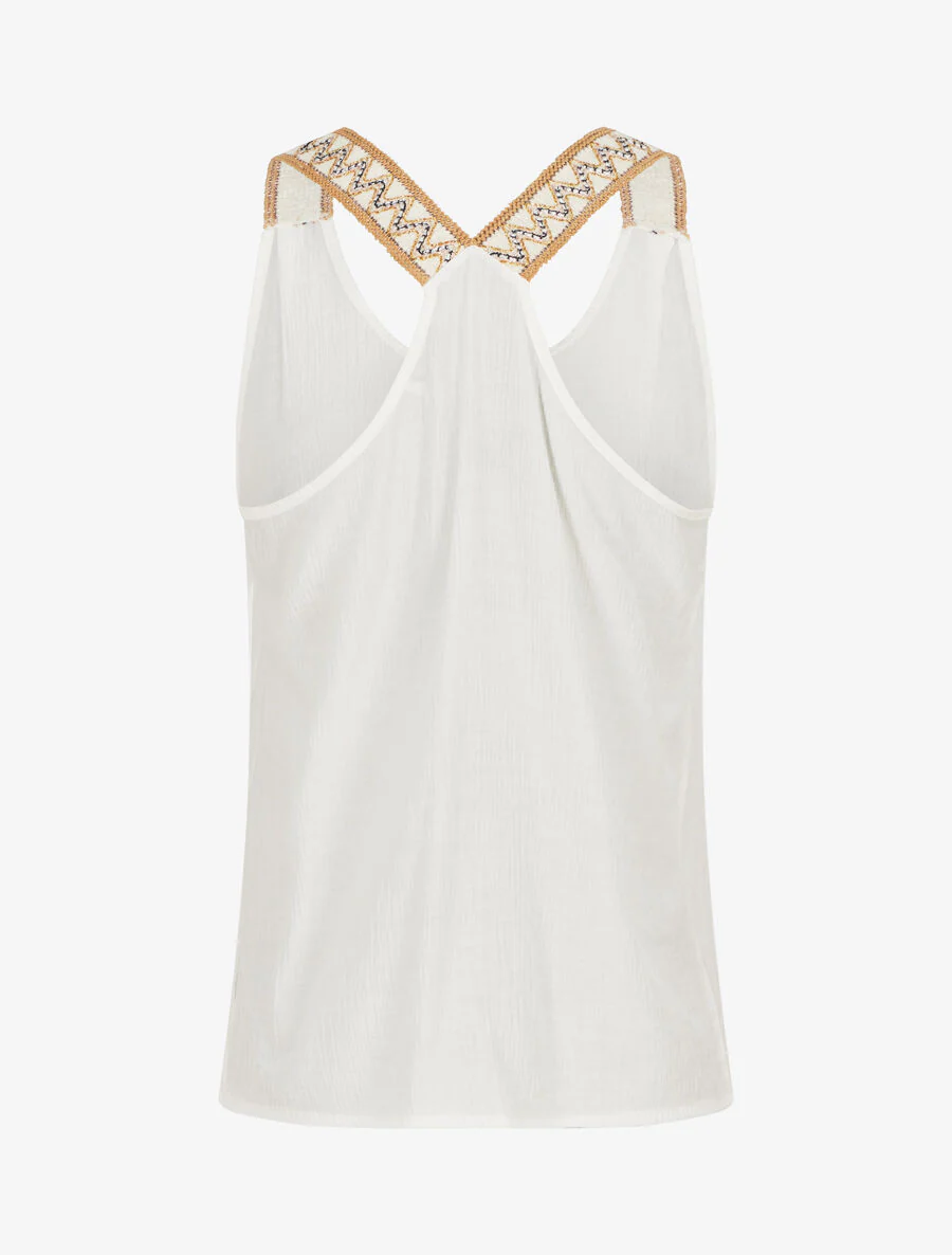 Rechte tanktop met iriserende bandjes - wit - Image 2