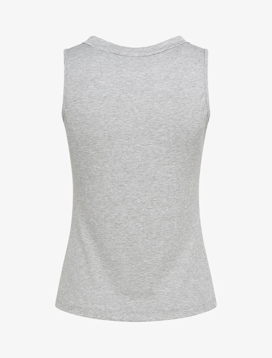 Rechte effen tanktop met knoopsluiting - GemĂȘleerd grijs - Image 2