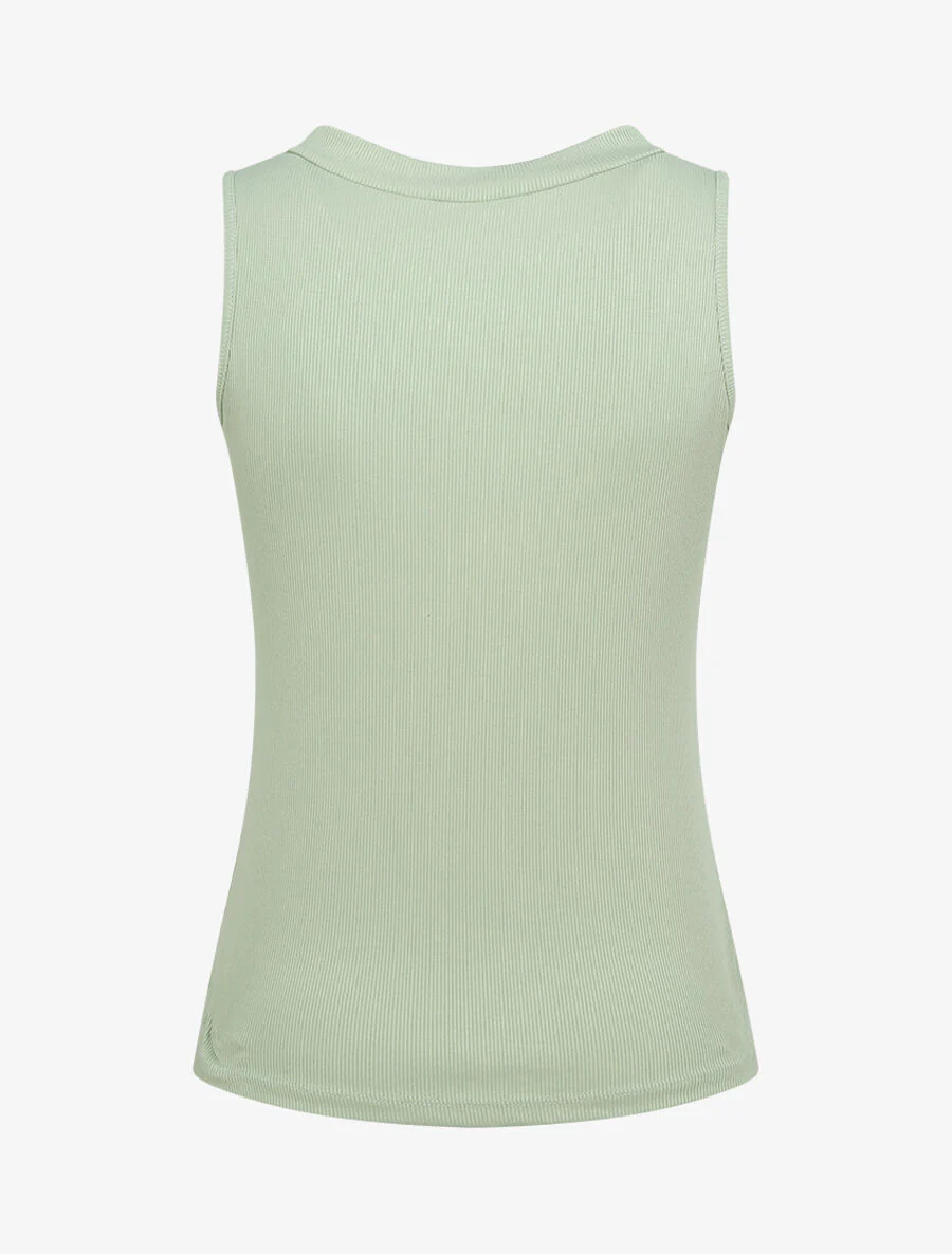 Rechte effen tanktop met knoopsluiting - Amandelgroen - Image 2