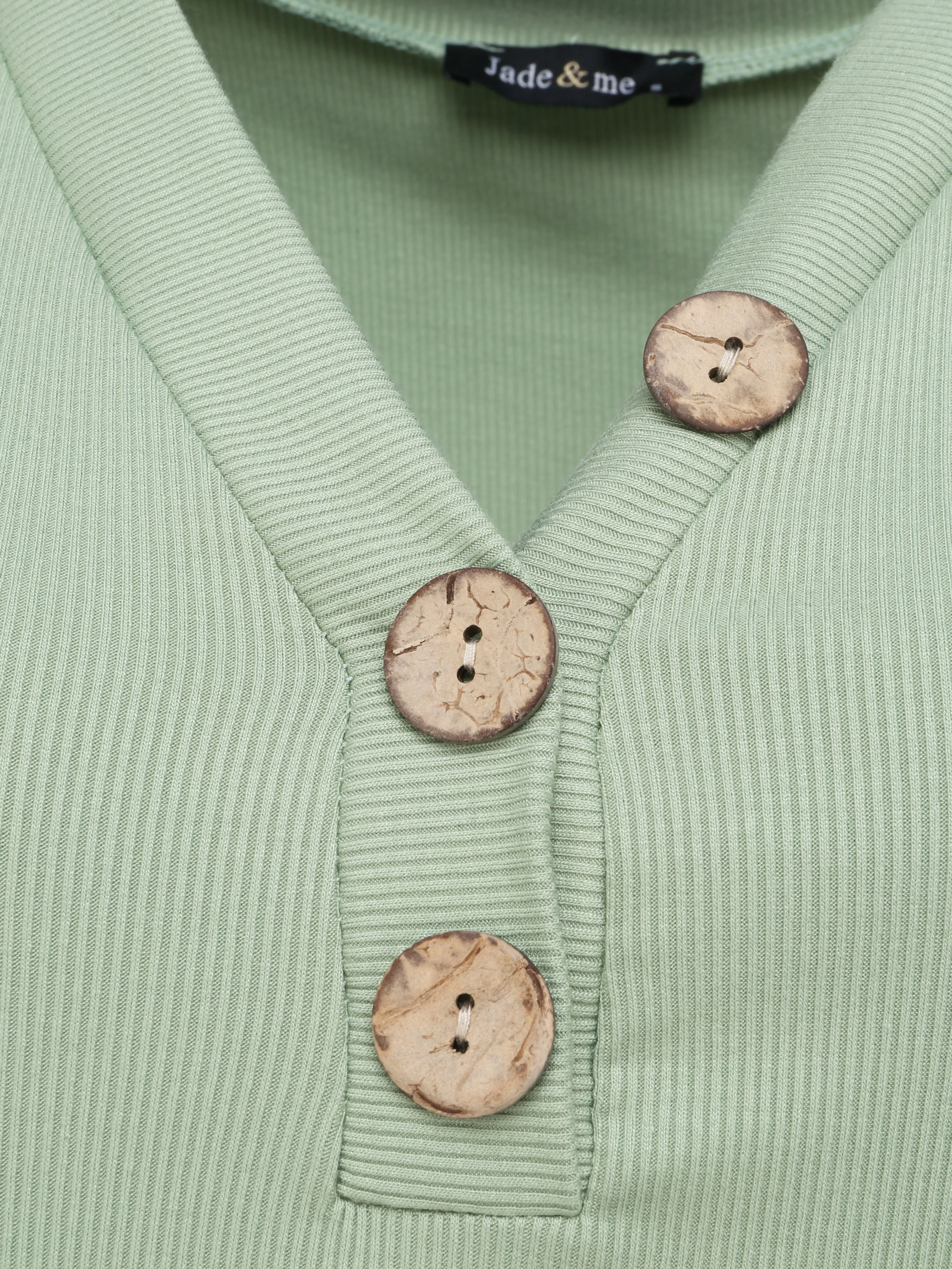 Rechte effen tanktop met knoopsluiting - Amandelgroen - Image 3