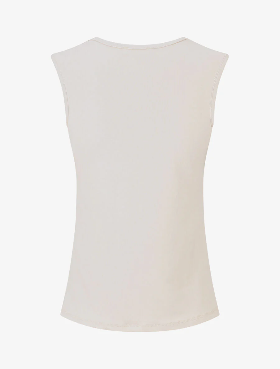 Rechte tanktop met sieraad-schouderbandjes - beige - Image 2