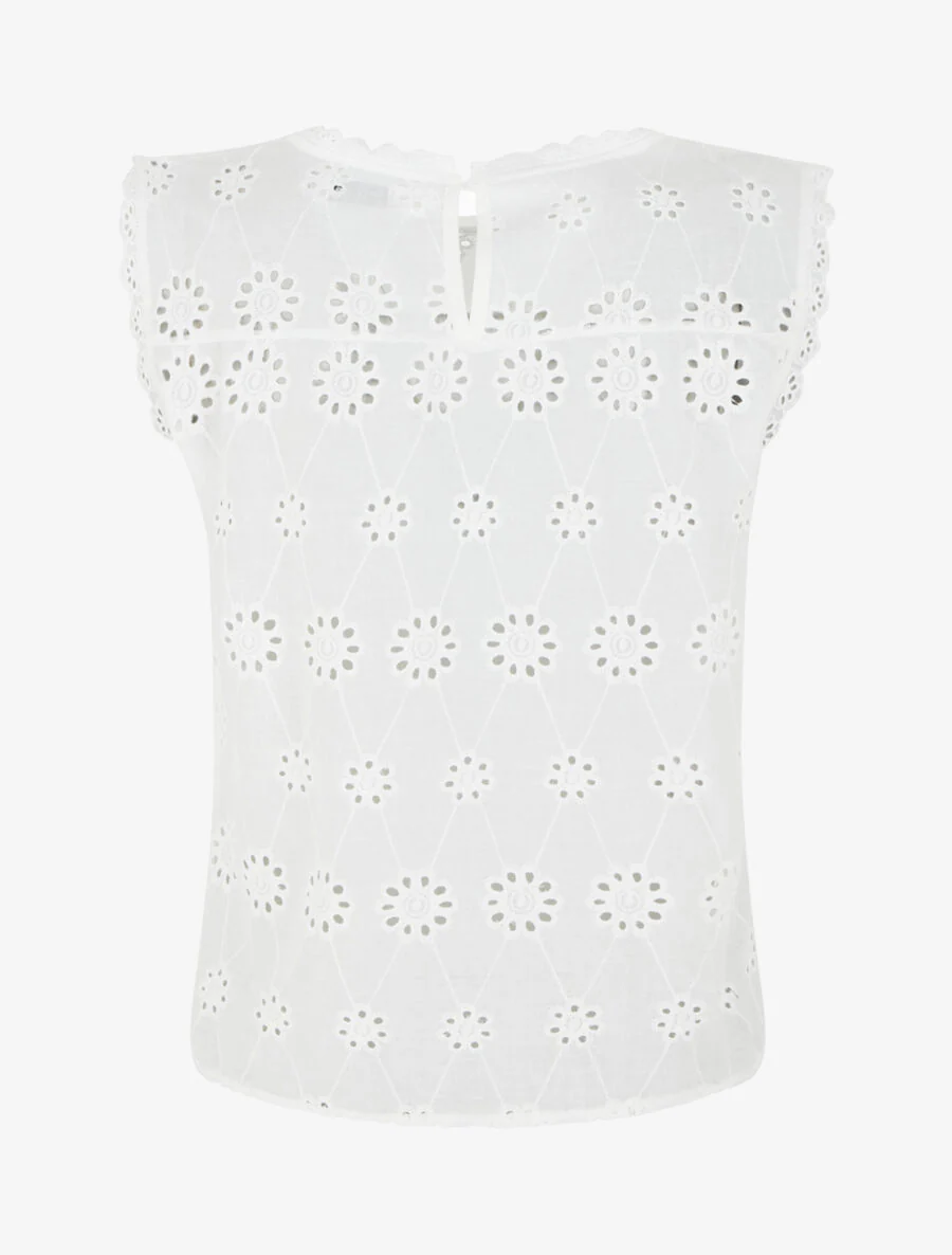 Rechte top in broderie anglaise - wit - Image 2
