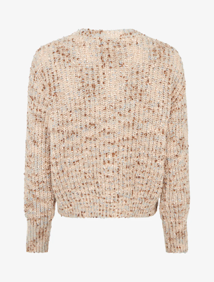 Rechte trui met dikke gemêleerde brei. - Beige - Image 3