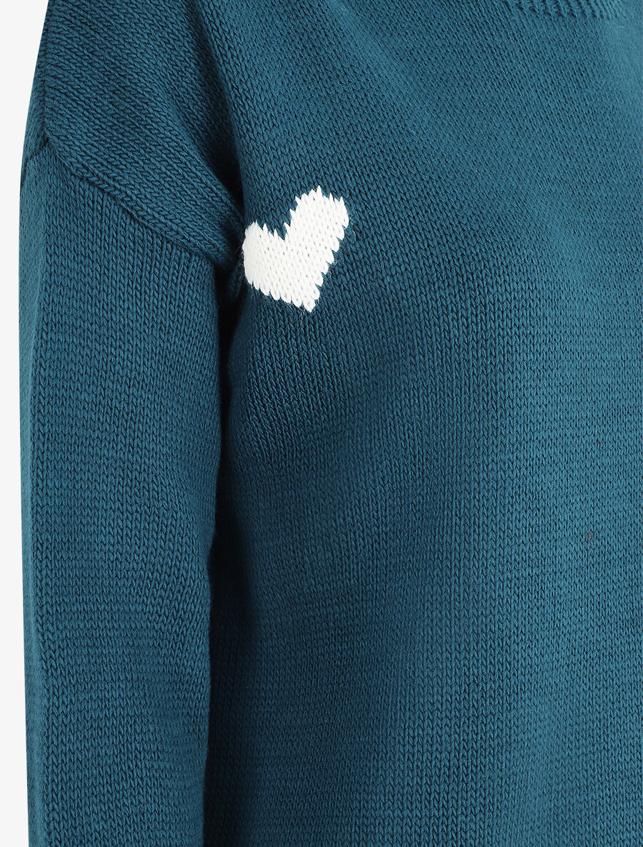 Rechte trui met hart - Blauwgroen - Image 3
