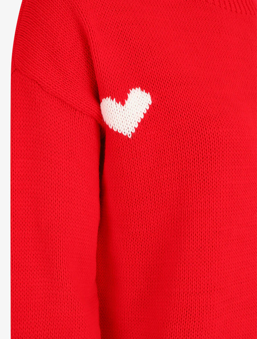 Rechte trui met hart - Rood - Image 3