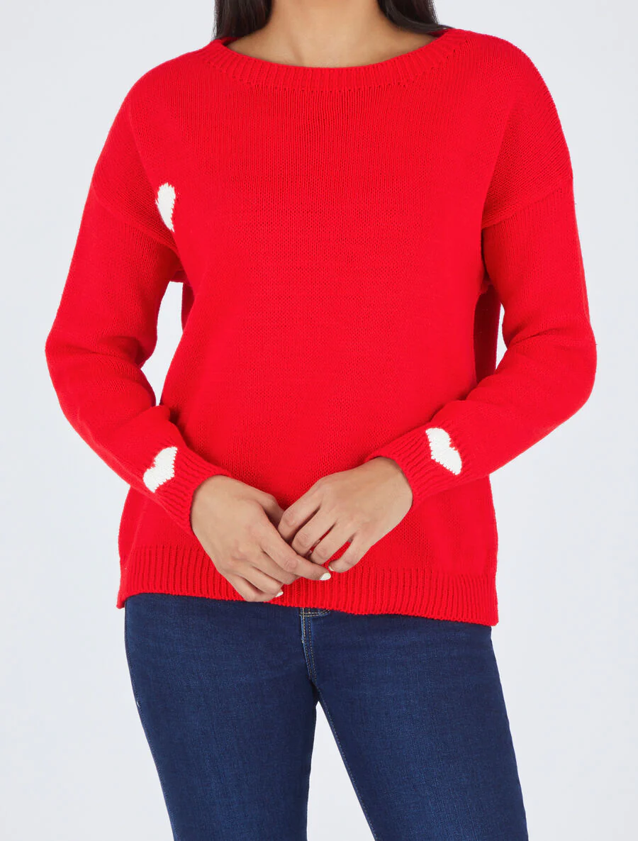Rechte trui met hart - Rood - Image 4