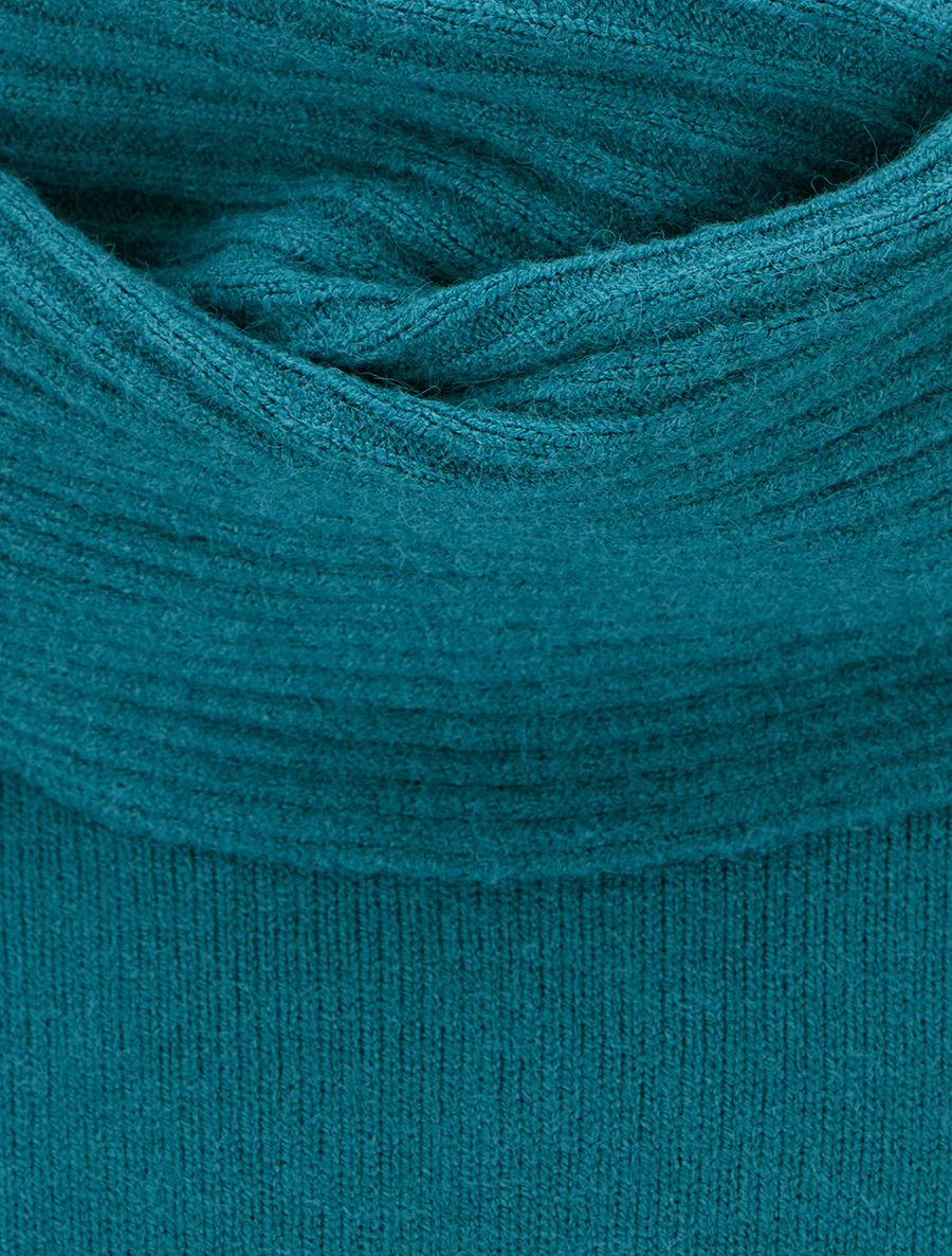 Rechte trui met losse col. - Eendenblauw - Image 3