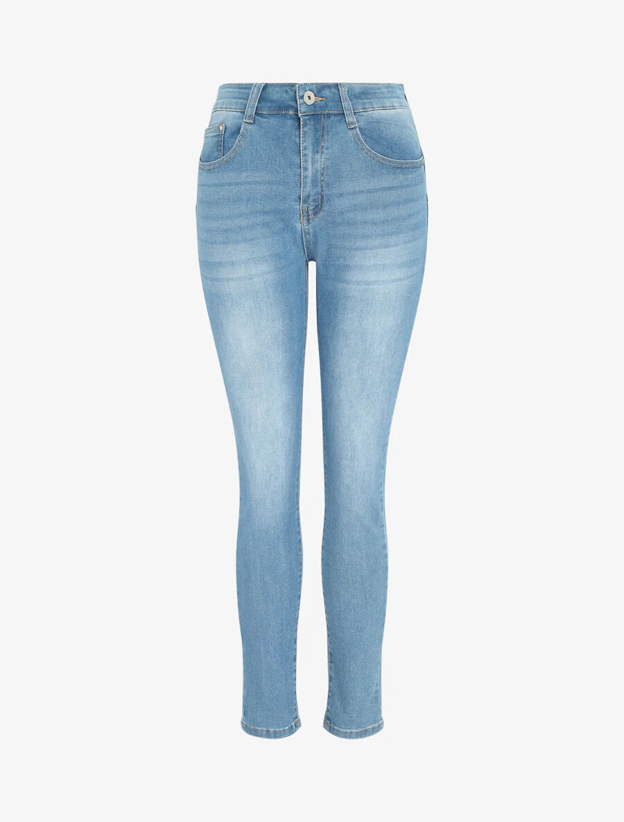 Rechte verwassen push jeans in grote maat - blauw