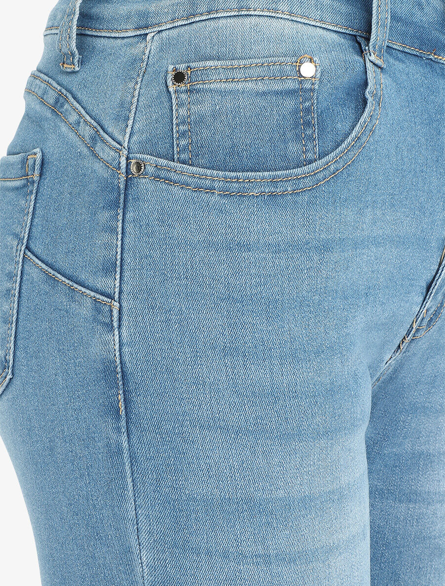 Rechte verwassen push jeans in grote maat - blauw - Image 3