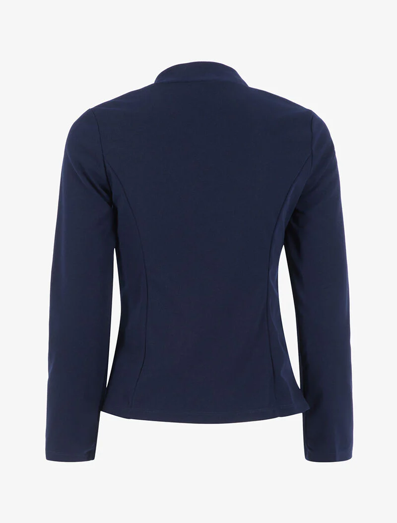 Vloeiende jas met rechte snit en opstaande kraag - marineblauw - Image 2