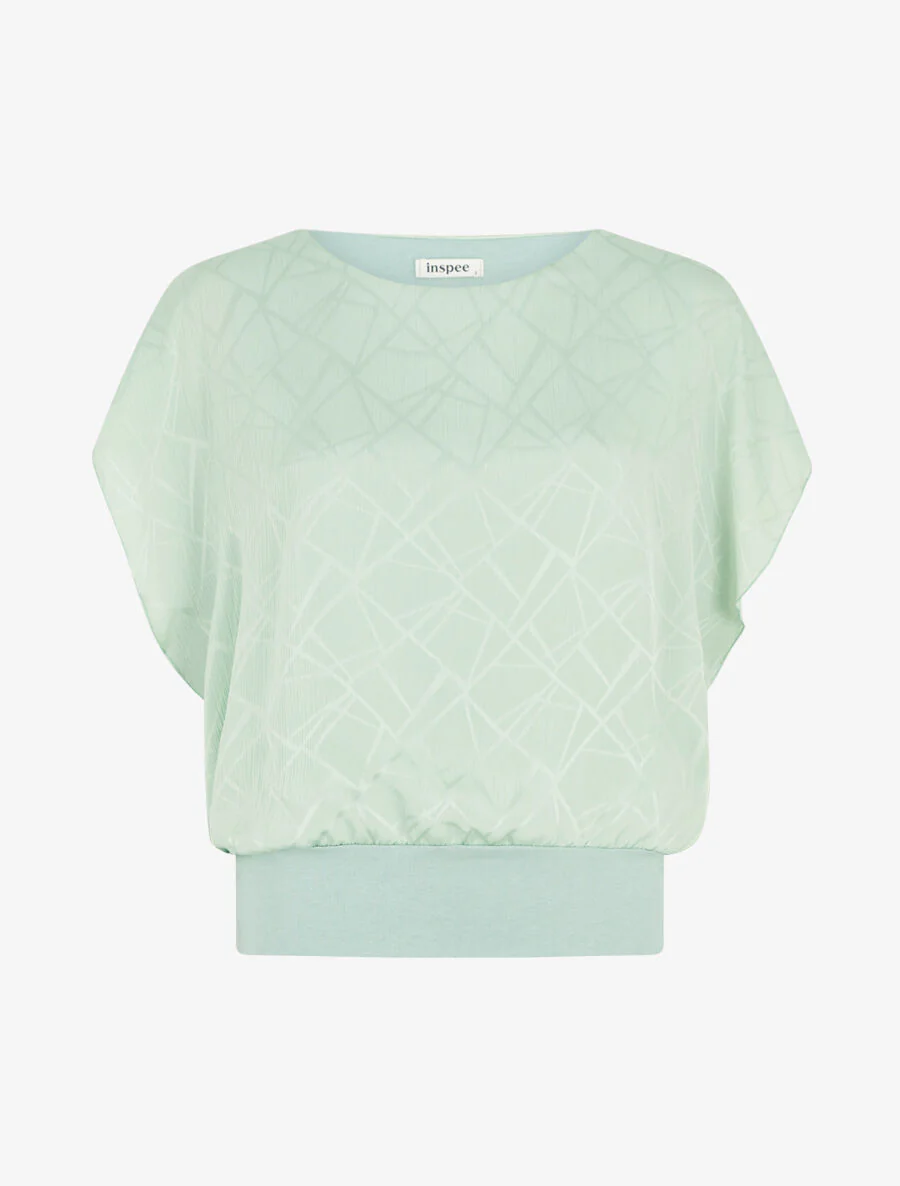 Rechte voile top met korte mouwen - Pastelgroen