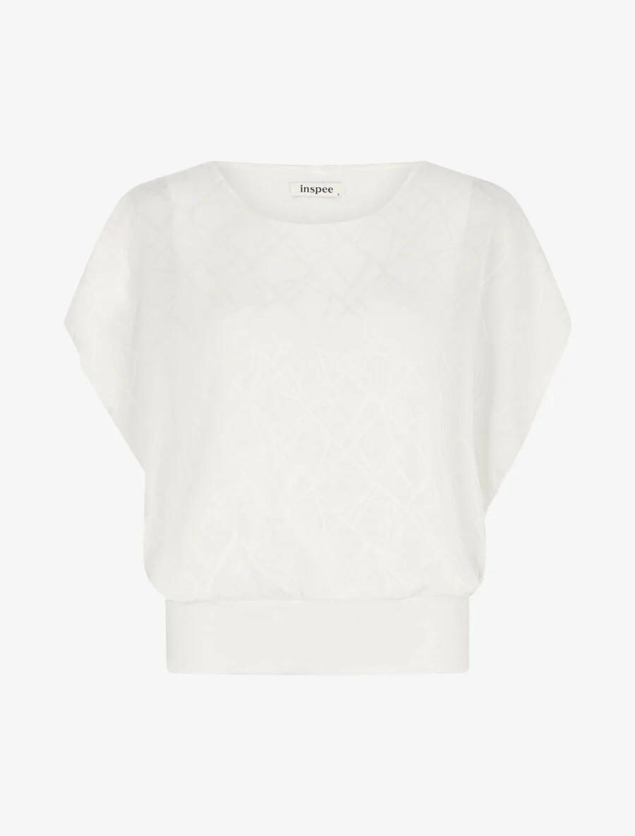 Rechte voile top met korte mouwen - Wit