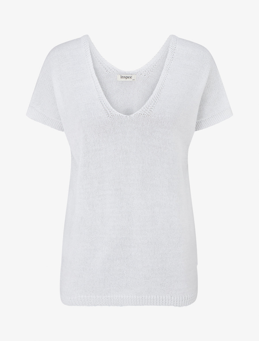 Rechtermouw mesh top met korte mouwen - Wit