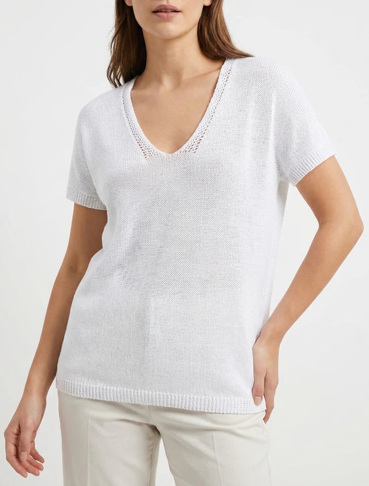 Rechtermouw mesh top met korte mouwen - Wit - Image 4