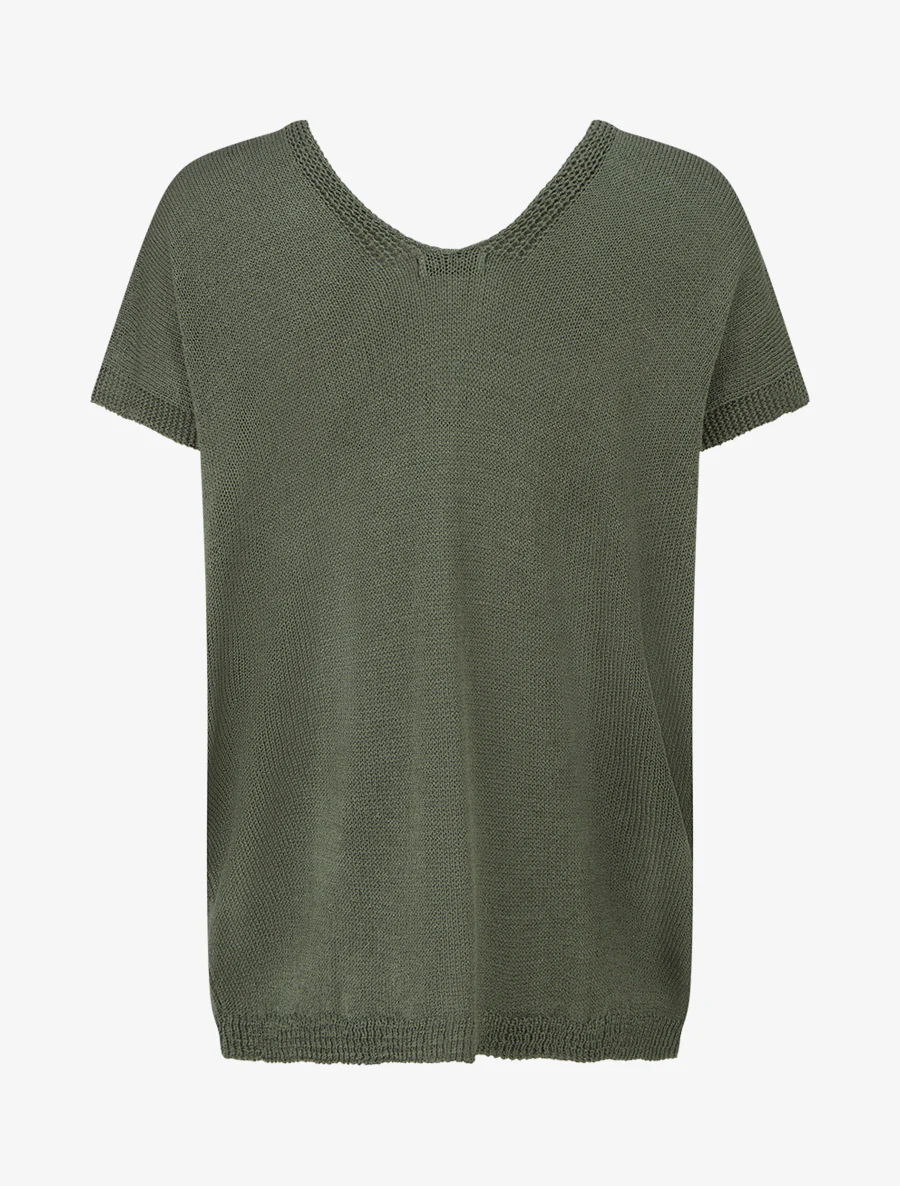 Rechtermouw mesh top met korte mouwen - Kaki - Image 2