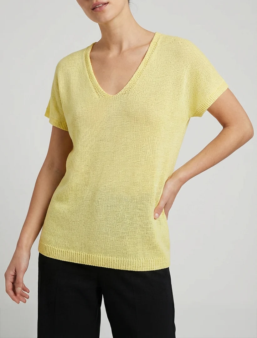 Rechtermouw mesh top met korte mouwen - Geel - Image 4