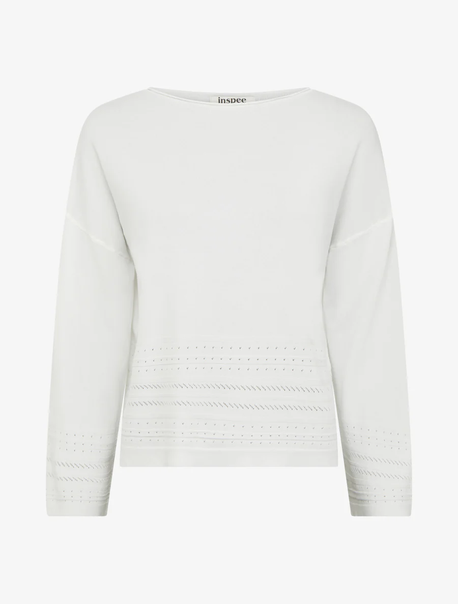 Rechtermouw top met fantasierandjes - Wit