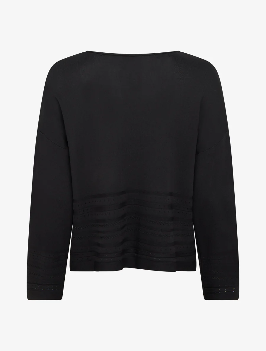 Rechtermouw top met fantasierandjes - Zwart - Image 2