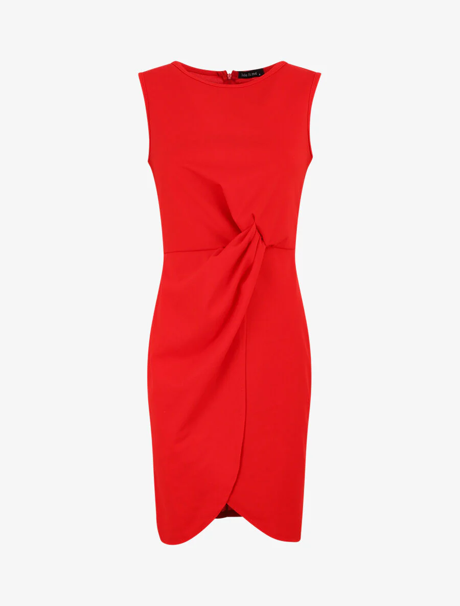 Rechtgesneden jurk met plooieffect - Rood