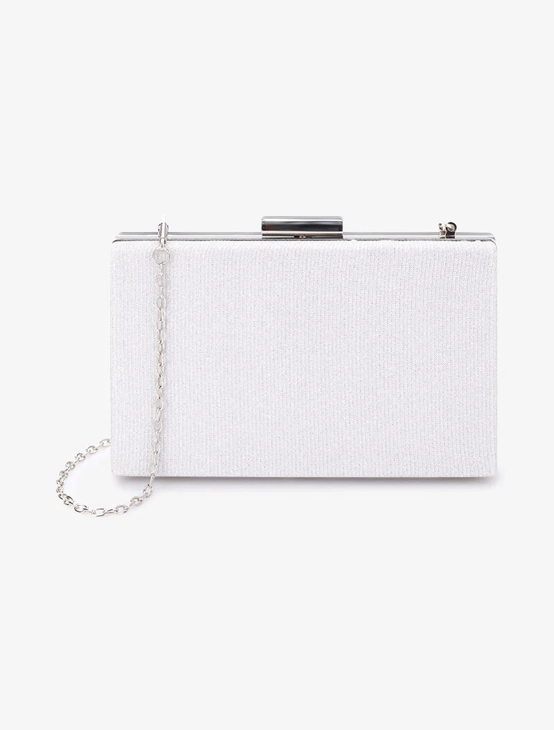 Rechthoekige clutch met pailletten en ring sluiting - Zilver