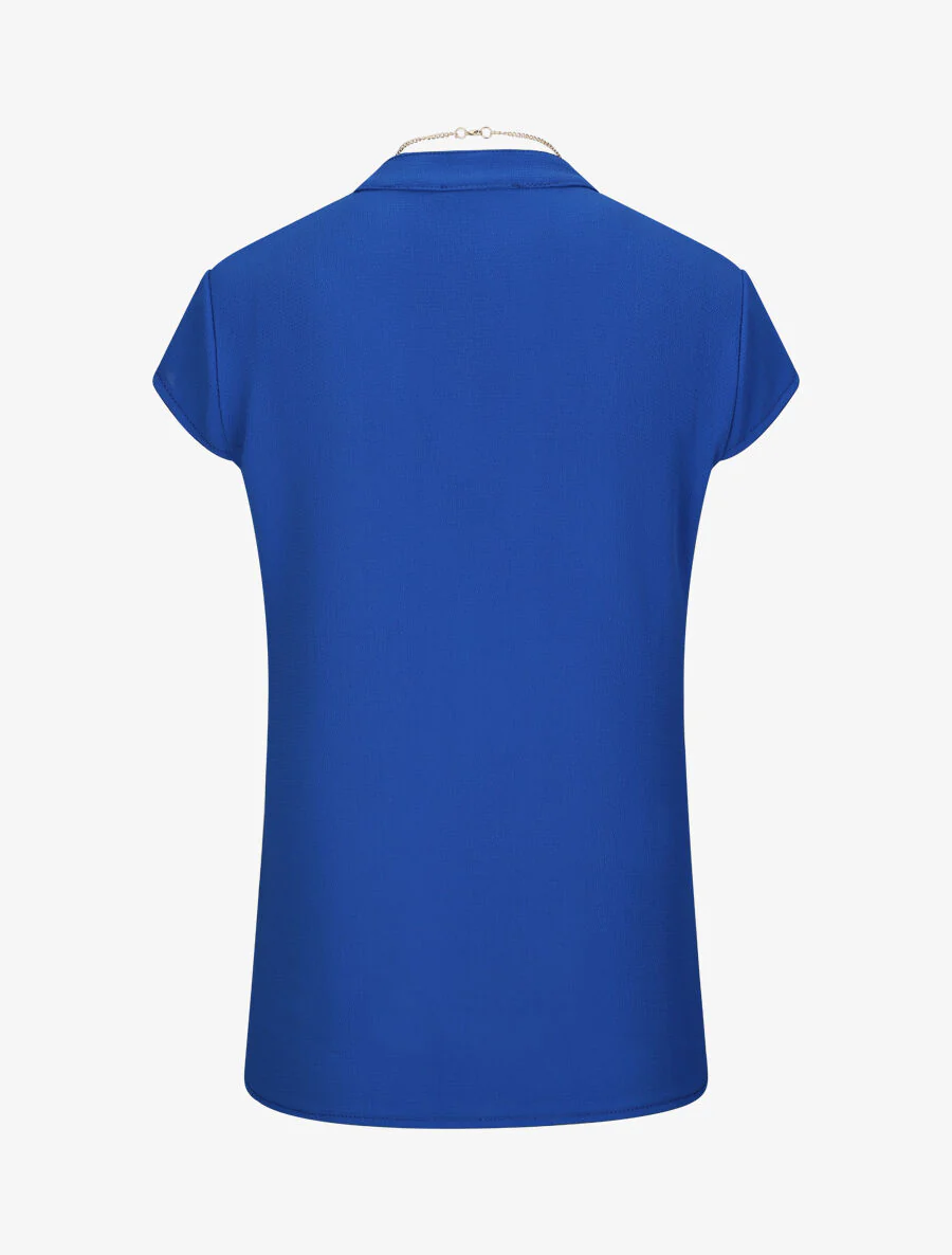 Rechts boven een effen V-hals sieraad - Elektrisch blauw - Image 2