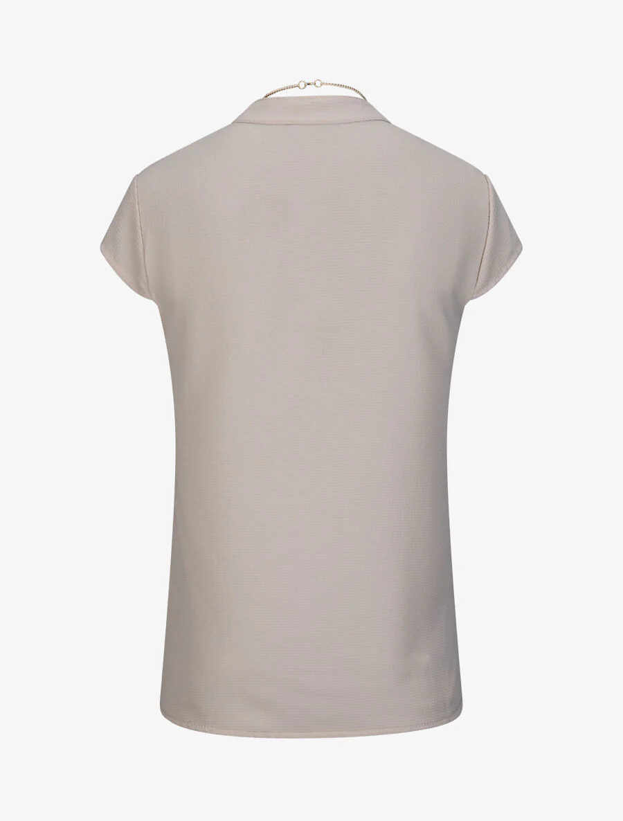 Rechts boven een effen V-hals sieraad - beige - Image 2