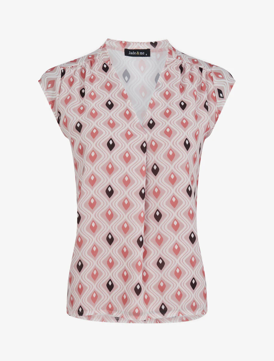 Rechts boven mouwloos met grafische mozaïekprint - Roze