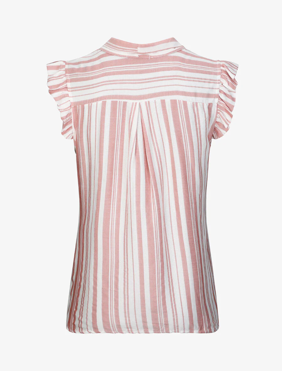 Rechts gestreepte kraag col blouse - Roze - Image 2