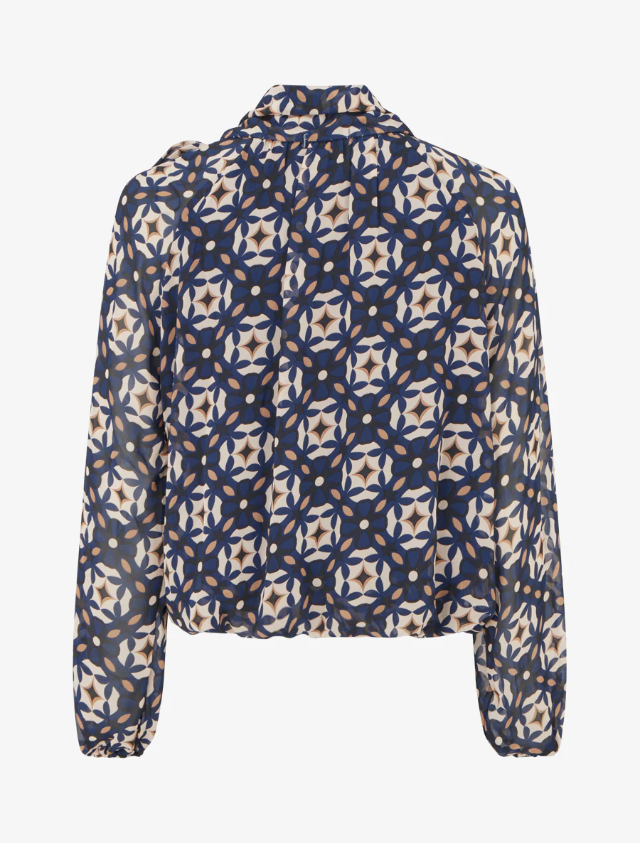 Retro bedrukt blouse om te knopen - Marine - Image 2