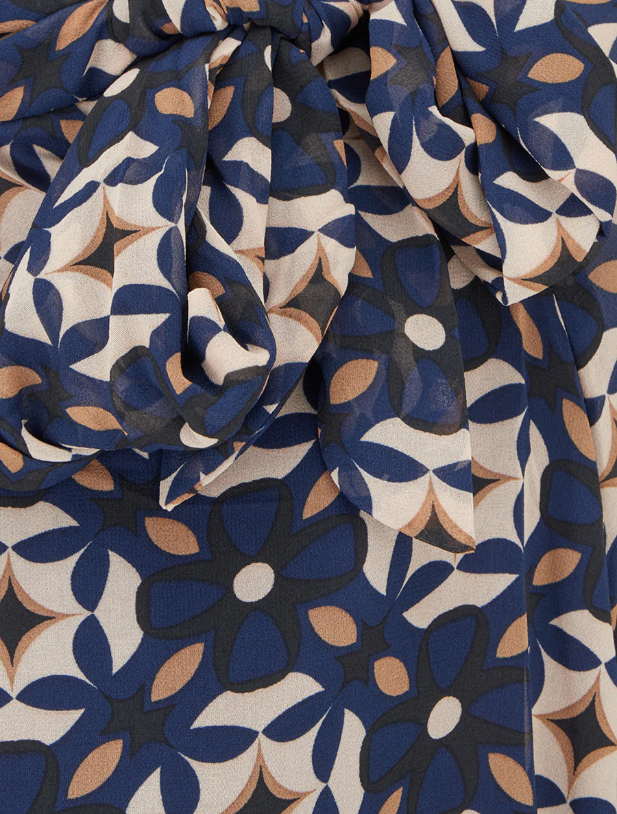 Retro bedrukt blouse om te knopen - Marine - Image 3