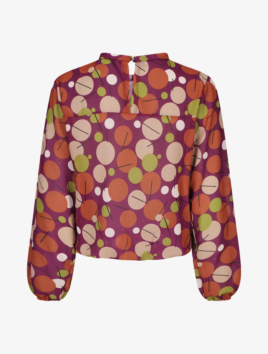 Retro geprinte zijden blouse - Mauve - Image 2