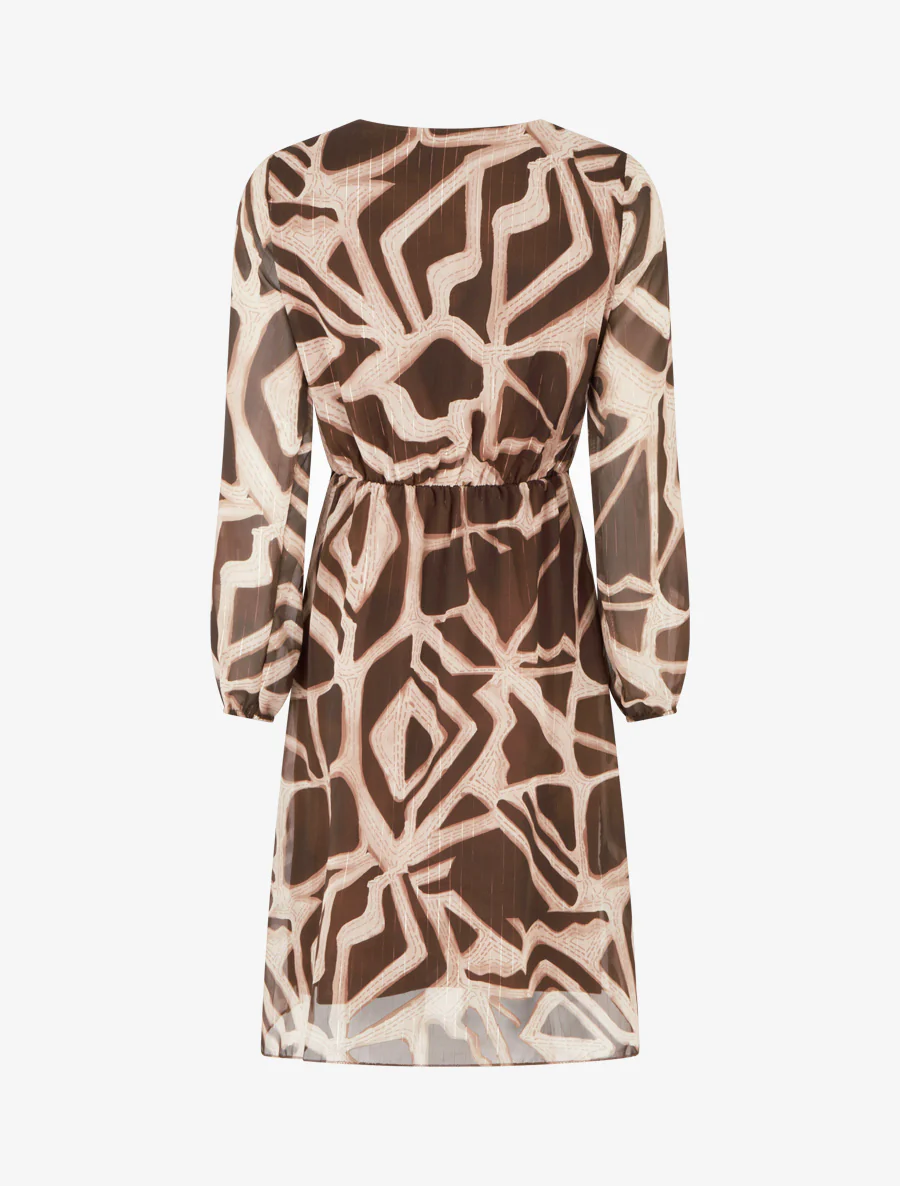 Retro jurk met iriserende strepenprint - Bruin - Image 2