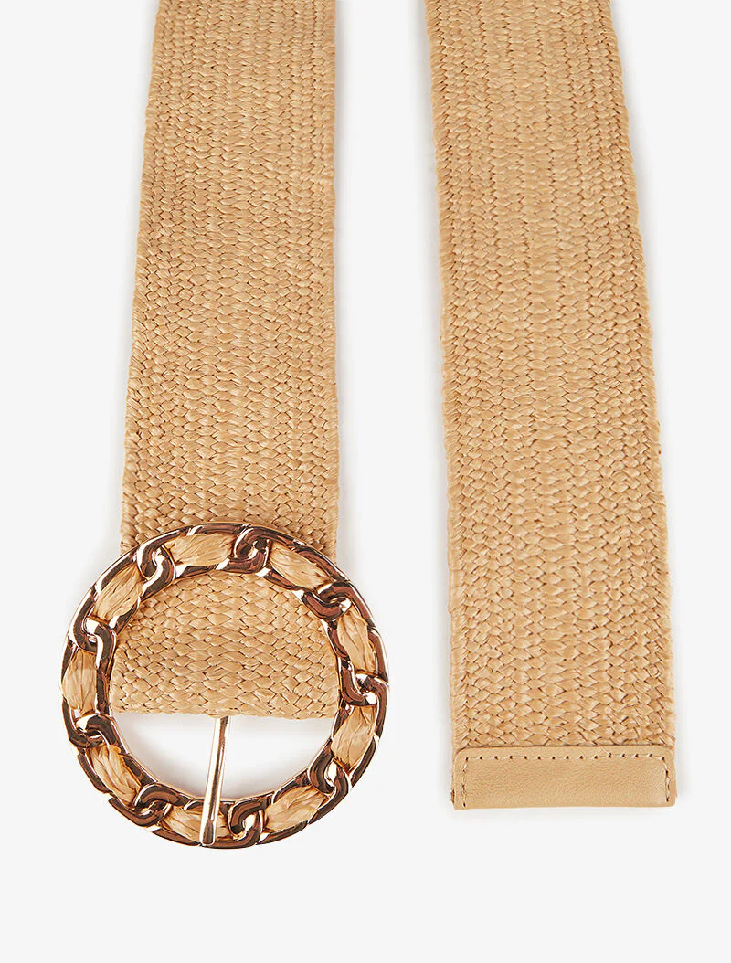 Riem met ronde gesp in kettingstijl - beige - Image 2