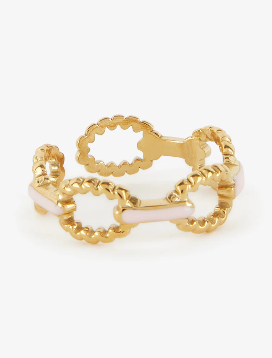 Ring in gedraaide maritieme schakels stijl - Goud/roze - Image 2