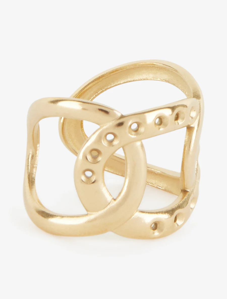 Ring in gekruiste ringen stijl - Goud - Image 2