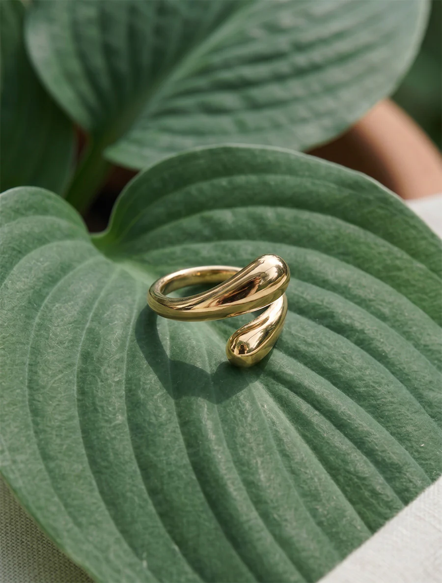Ring in verweven druppelstijl - Goud
